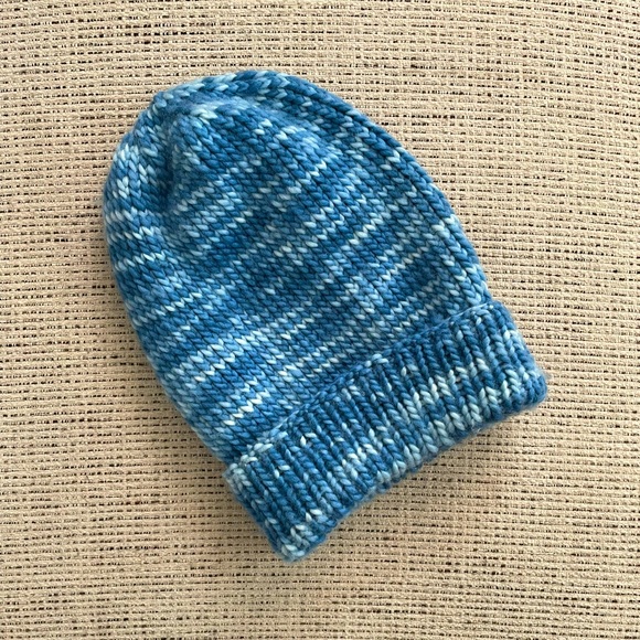 Hand made Blue Merino Wool Beanie - Picture 1 of 6